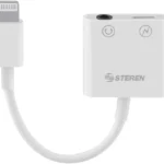Cable Adaptador Lightning Steren Pod-457 3.5Mm/Compatible Con Dispositivos Apple/Negro