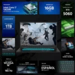 Laptop Gigabyte Gaming A16 16" Wuxga/Ci7-13620H/16Gb DDR5/1Tb SSD/Geforce Rtx 5060/Win 11 Home/Español/Negro/Cvhi3La894Ph