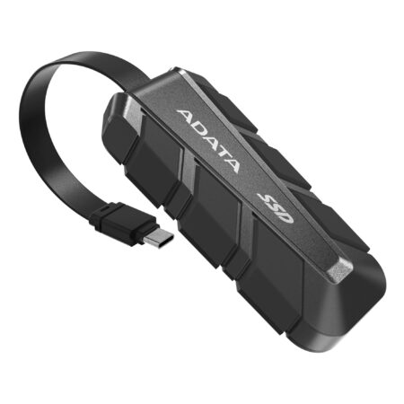 SSD Externo Adata Sc740 500Gb. USB Tipo C Incorporado – 1.050/1.000 Mb/S Lectura/Escritura, Resistente A Caídas Mil-Std De 1, 22 M. Negro Sc740-500G-Cbk