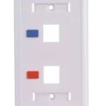 Placa De Pared Saxxon Vertical/2 Puertos/Keystone/Con Etiquetas/Blanco/A175-2E