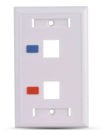 Placa De Pared Saxxon Vertical/2 Puertos/Keystone/Con Etiquetas/Blanco/A175-2E
