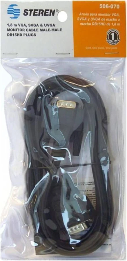 Cable VGA Steren 506-070 Macho-Macho/1.8M/Color Negro