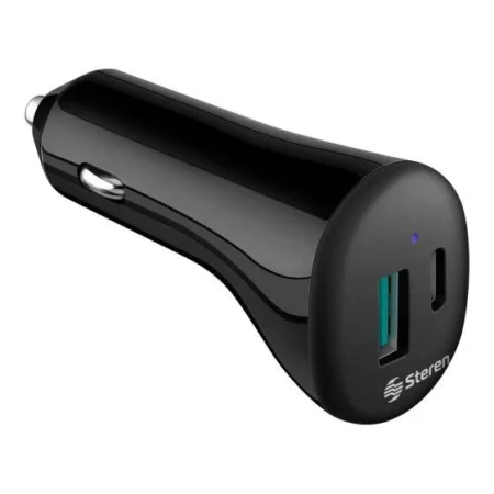 Cargador Para Auto Steren Eli-875/Turbo Charge/1Xusb-C/1Xusb-A/Con Pd Y Qc/Negro