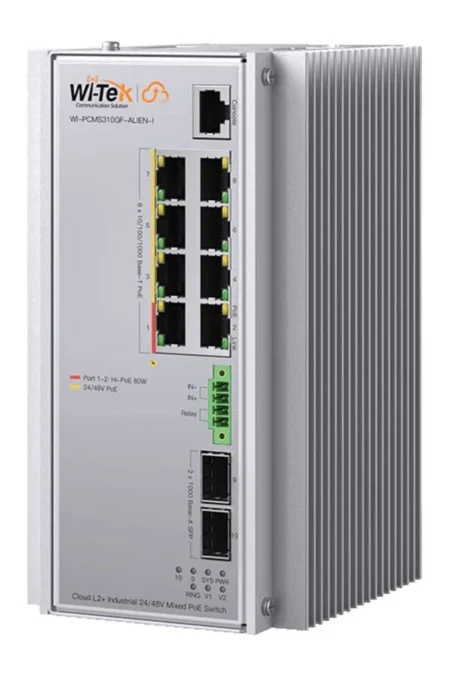 Switch Gigabit Wi-Tek Wi-Pcms310Gf-Alien-I/2 Puertos PoE Bt/6 Puertos PoE Af/At/Administrable/24V Pasivo/2Sfp Gigabit/240W
