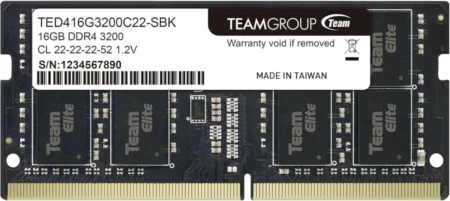 Memoria DDR4 16Gb 3200Mhz Teamgroup Elite DDR4 (1X16Gb)/Color Negro/Cl22/Ted416G3200C2201