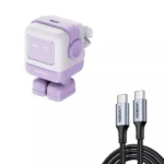 Cargador Ugreen 15550B Mini Ganrobot 30W Serie Uno/USB-C/Tecnologia Gan Ii/Multiprotocolo Pd/Qc/Scp/Fca/Pantalla LED/Zapato Magnetico Extraible/Thermal Guard/Negro