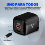 Cargador De Pared Vorago Au-355 30W/100-240V/2Xusb-C/Negro
