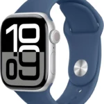 Apple Watch Series 10 GPS 42mm Silver Aluminium Case with Denim Sport Band - S/M