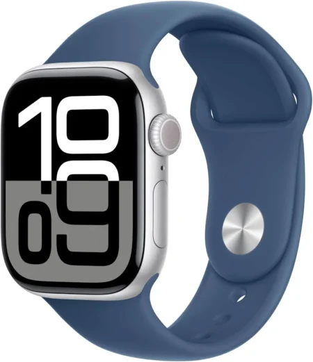 Apple Watch Series 10 GPS 42mm Silver Aluminium Case with Denim Sport Band – S/M