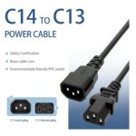 Cable De Extension Computadora Pc C14/C13 10A 18Awg 1.22M