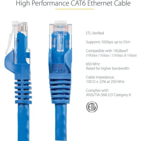 StarTech.com Cable de Red Ethernet Cat6 UTP RJ45 Snagless de 10m – GigE 1000 Mbps – Azul