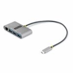 StarTech.com Hub USB-C a 3 Puertos USB-A (5Gbps) con Red Ethernet Gigabit - Adaptador de Red RJ45 - Negro