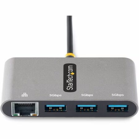 StarTech.com Hub USB-C a 3 Puertos USB-A (5Gbps) con Red Ethernet Gigabit – Adaptador de Red RJ45 – Negro