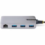 StarTech.com Hub USB-C a 3 Puertos USB 3.0 (USB 3.2 Gen 1) con Ethernet Gigabit - Adaptador de Red RJ45 - Gris