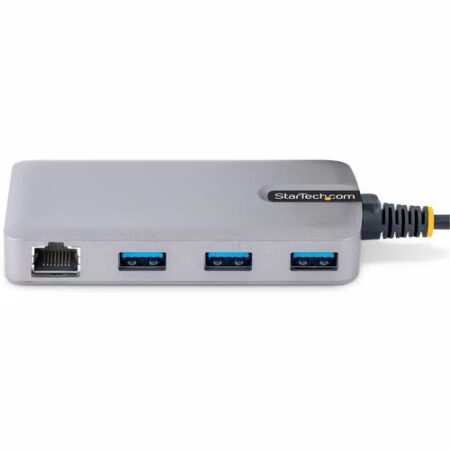 StarTech.com Hub USB-C a 3 Puertos USB 3.0 (USB 3.2 Gen 1) con Ethernet Gigabit – Adaptador de Red RJ45 – Gris