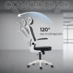 Silla Ejecutiva Acteck Flux Base Ec343Hr, Blanco-Negro/Hasta 100Kg/De Malla/Reposabrazos Abatibles/AC-943321