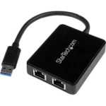 Tarjeta Ethernet 2 Puertos RJ45 Externa USB 3.0 Con 1X USB A