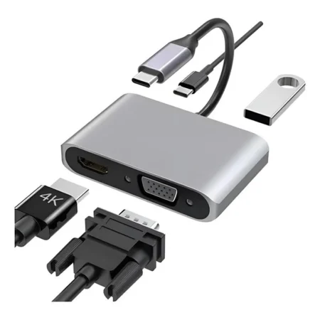 Adaptador De Video Usbc A HDMI VGA 4K HDR Pd 3.0 De 100W