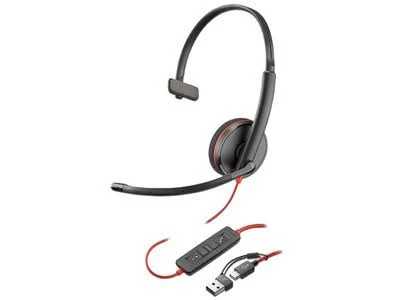 Diadema Audifonos C/Microfono Alambricos Poly Bw 3210 Mono/USB-C/Adaptador USB-C/A/Negro/8X214Aa