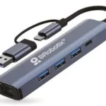 Docking 5 En 2 Brobotix 406603 Con Conector Dual USB-A Y USB-C Hembra/RJ45 Gigabit/Plateado