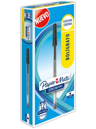 Caja C/12 Piezas Boligrafo Papermate Kilometrico Cafe