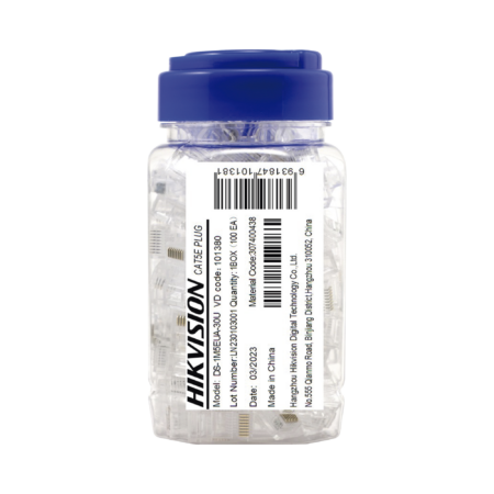 Bote C/100 Piezas Conector Plug RJ45 Cat5E Hikvisionds-1M5Eua-15U Chapado En Oro A 15 Micras/Sin Blindaje/Soporta Norma Tia-568B