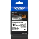 Cinta Negro Sobre Blanco 12Mm X 8M Adhesivo Ind Extra Fuerte