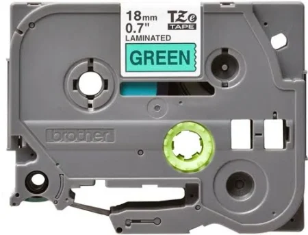 Cinta Laminada Brother Tze741G, Estandar/Texto Negro/De 18Mmx8M/Sobre Cinta Verde