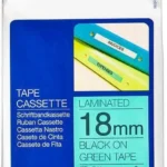 Cinta Laminada Brother Tze741G, Estandar/Texto Negro/De 18Mmx8M/Sobre Cinta Verde
