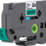 Cinta Laminada Brother Tze741G, Estandar/Texto Negro/De 18Mmx8M/Sobre Cinta Verde