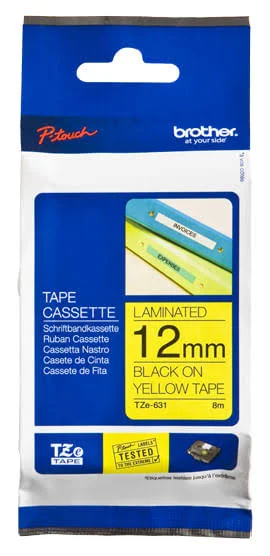 Cinta Negro Sobre Amarillo 12Mm X 8M