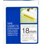 Cinta Brother Tze141G Negro Sobre Transparente, 18Mmx8M