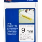 Cinta Negro Sobre Blanco 9Mm X 8M