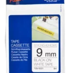 Cinta Negro Sobre Blanco 9Mm X 8M Adhesivo Industrial