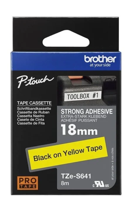 Cinta Negro Sobre Amarillo 18mm X 8m