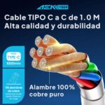 Cable 1M USB-C A USB-C Acodado A La Derecha USB Tipo C Usbc