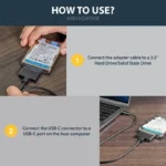 Cable Adaptador USB 3.1 10Gb A SATA Para Unidades 2.5 USB-C .