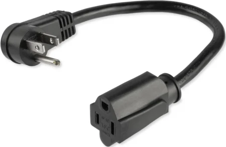 Cable 30cm Extensor Nema 5-15r A Nema 5-15p Acodado Plano