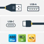 Cable USB 2.0 A A B De 0.5M