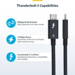 Cable Thunderbolt 5 Cert De 1M - 80Gbps - Blanco