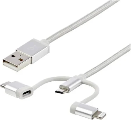 Cable Trenzado De 1M USB A USB C Micro USB Lightning Cargador