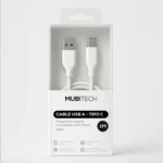 Cable De Carga USB-C Trenzado 1M USB Tipo C Pd 60W 3A Blanco