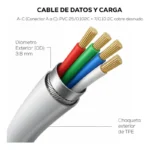 Cable De Carga USB-C Trenzado 1M USB Tipo C Pd 60W 3A Blanco