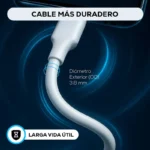 Cable De Carga USB-C Trenzado 1M USB Tipo C Pd 60W 3A Blanco