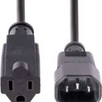 Cable De 1M 3Ft De Extension Iec 60320 C14 A Nema 5-15R