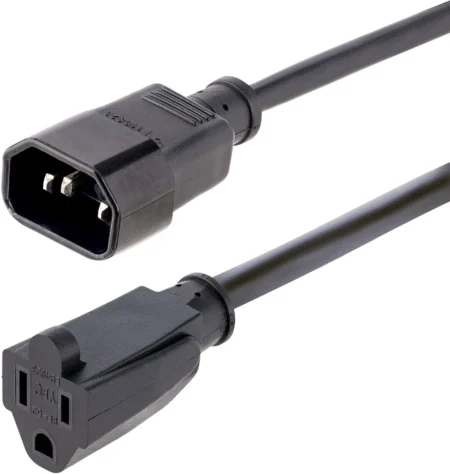 Cable De 1M 3Ft De Extension Iec 60320 C14 A Nema 5-15R