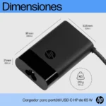 Cargador USB-C 65W HP Para Laptop Tableta Y Smartphone 1Yw