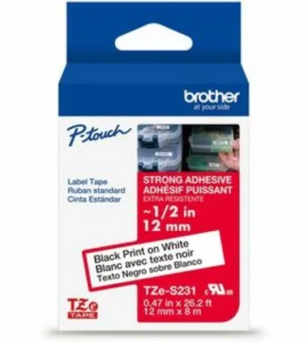 Cinta Negro Sobre Blanco 6Mmx 8M Adhesivo Industrial