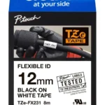 Cinta Flexible Negro Sobre Blanco 12Mm X 8M