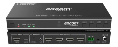 Controlador De Videowall Epcom Epc-Twb14/4Xhdmi/USB-C/3840X2560 4K UHD/8 Modos De Visualizacion/Audio Optico/Analogico